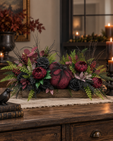 Gothic Glam Halloween Centerpiece | Burgundy and Black Rose Table Display TCT Crafts