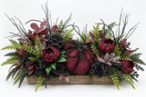 Gothic Glam Halloween Centerpiece | Burgundy and Black Rose Table Display TCT Crafts