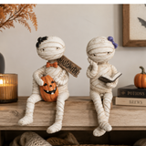Halloween Mummy Shelf Sitter Set — Spooky Cute Resin Mummy Figurines, Set of 2-R0135 Transpac