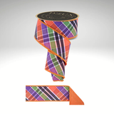 D'Lux 2.5" x 10yd Halloween Plaid Wired Ribbon – Multi-Colored Fused Wired Edge Ribbon-LX1119RY Craig Bachman