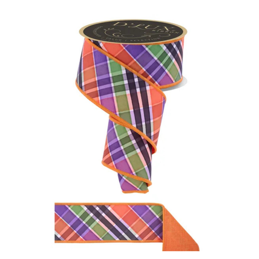 D'Lux 2.5" x 10yd Halloween Plaid Wired Ribbon – Multi-Colored Fused Wired Edge Ribbon-LX1119RY Craig Bachman