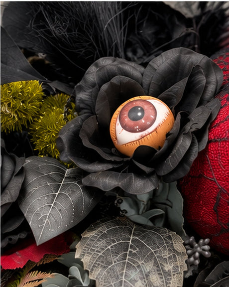 Gothic Halloween Centerpiece | Black Rose Spider Pumpkin Arrangement | 30"Lx15"W-2196 TCT Crafts Designs & Decor