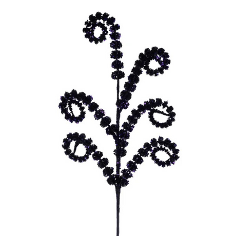 Black & Purple Glitter Coil Spray – 25" Curly Pick for Decor-HH1378Y2 Craig Bachman