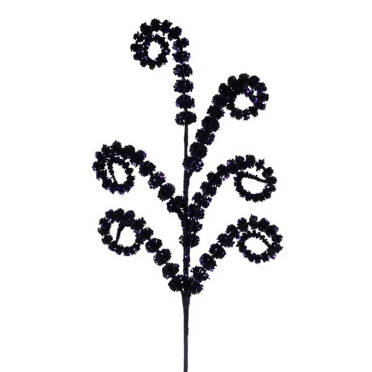 Black & Purple Glitter Coil Spray – 25" Curly Pick for Decor-HH1378Y2 Craig Bachman