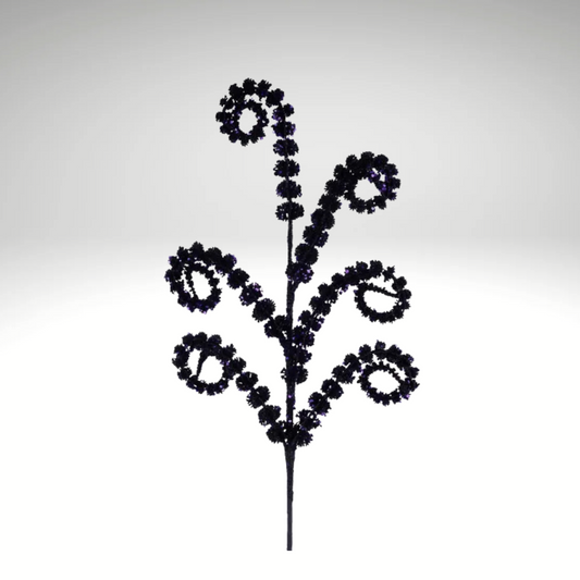 Black & Purple Glitter Coil Spray – 25" Curly Pick for Decor-HH1378Y2 Craig Bachman