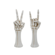 Skeleton Hand Decor Set of 2 — 10 Inch Peace Sign & Rock On Halloween Statues Transpac