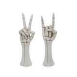 Skeleton Hand Decor Set of 2 — 10 Inch Peace Sign & Rock On Halloween Statues Transpac