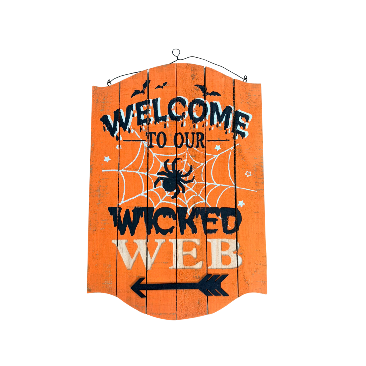 17" Welcome to Our Wicked Web Wooden Halloween Sign-30054648 TCTCrafts