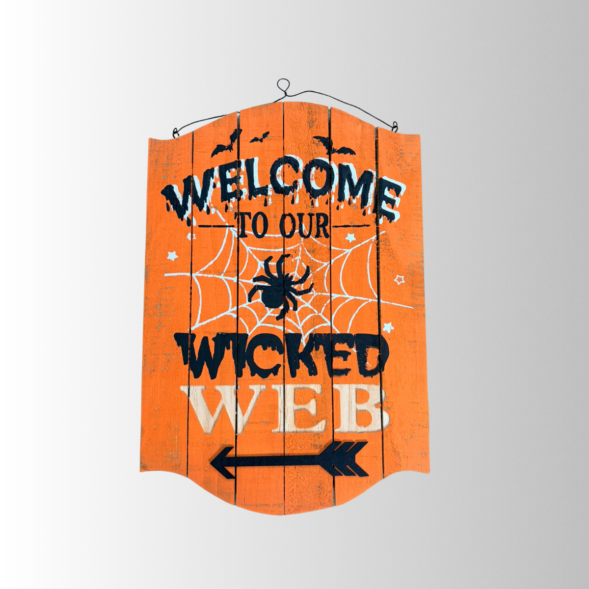 17" Welcome to Our Wicked Web Wooden Halloween Sign-30054648 TCTCrafts