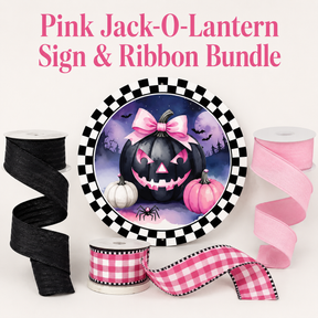 Pink Jack-O-Lantern Sign Ribbon Bundle Wreath Kit-HB104 TCTCrafts