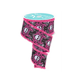 Skull Damask Ribbon 2.5"x10yd – Black Pink Wired Halloween Ribbon-RGC8245J6 Craig Bachman