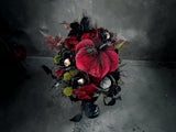 Spooky Glam Halloween Arrangement - Elegant Black Candlestick with Burgundy Foam Pumpkin and Halloween Florals-TCT1674 TCT Crafts