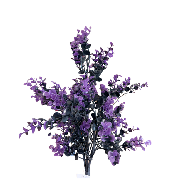 Artificial Purple Halloween Boxwood Bush — 17 Inch Dark Floral Stem for Halloween-65691-PU Golden Bell