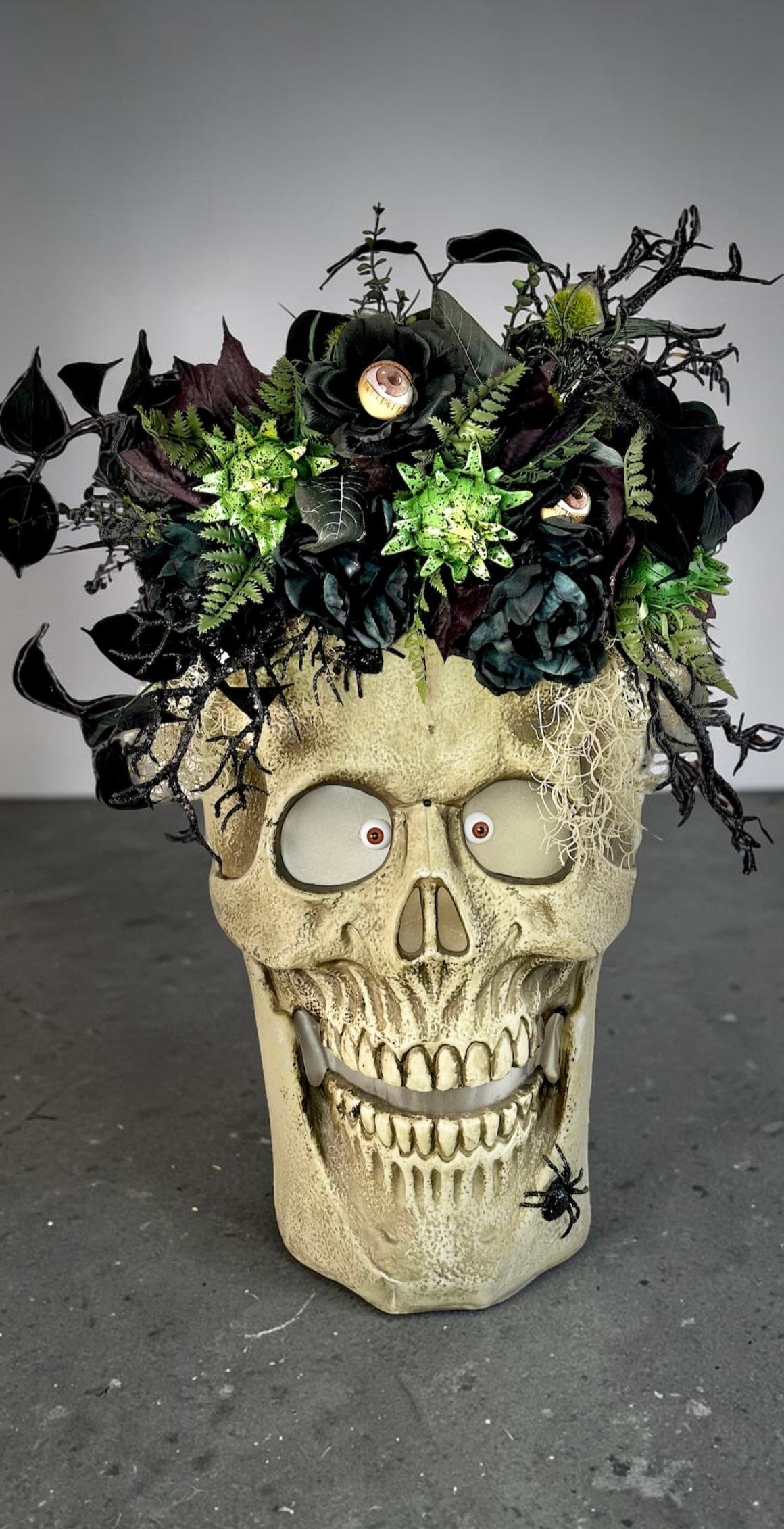Animated 36x24" Skull Porch Decor | Motion-Sensor Lights and Music | Black Roses & Velvet Vines | Spooky Halloween Accent-TCT1678 TCT Crafts