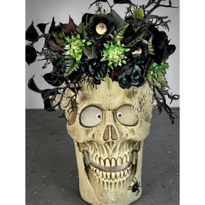 Animated 36x24" Skull Porch Decor | Motion-Sensor Lights and Music | Black Roses & Velvet Vines | Spooky Halloween Accent-TCT1678 TCT Crafts