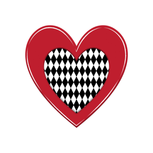12" Harlequin Heart Metal Sign – Red, Black & White Decorative Wall Art | TCT Crafts Valentine's Day Décor -MD1375