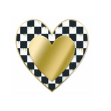 Gold Black White Checkered Metal Heart Sign – 12" Embossed Wall Decor Craig Bachman