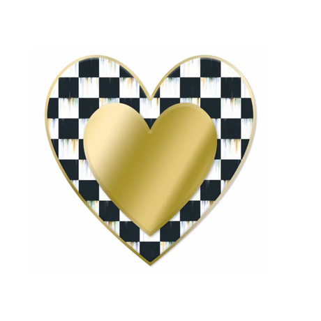 Gold Black White Checkered Metal Heart Sign – 12" Embossed Wall Decor Craig Bachman