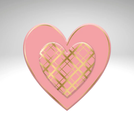 Pink & Gold Metal Heart Sign – 12" Embossed Wall Decor Craig Bachman