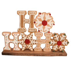 Ho Ho Ho Cookie Cutout Christmas Sign — 11.5 Inch Gingerbread Holiday Shelf Decor-M2462 Transpac
