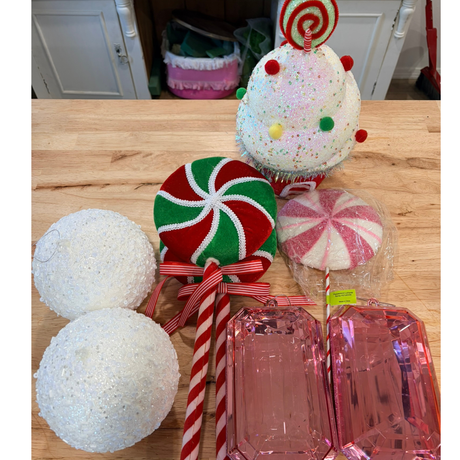 Candy Christmas Destash Box | Peppermint Ornaments & Picks Bundle TCT Crafts