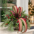 Traditional Holly Pine Christmas Arrangement in Gold Compote TCT Crafts