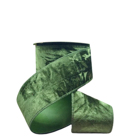 D. Stevens Wired Ribbon 2.5 Inch — Hunter Green Crushed Velvet, 10 Yards-09-4554 D.Stevens