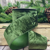 D. Stevens Wired Ribbon 2.5 Inch — Hunter Green Crushed Velvet, 10 Yards-09-4554 D.Stevens