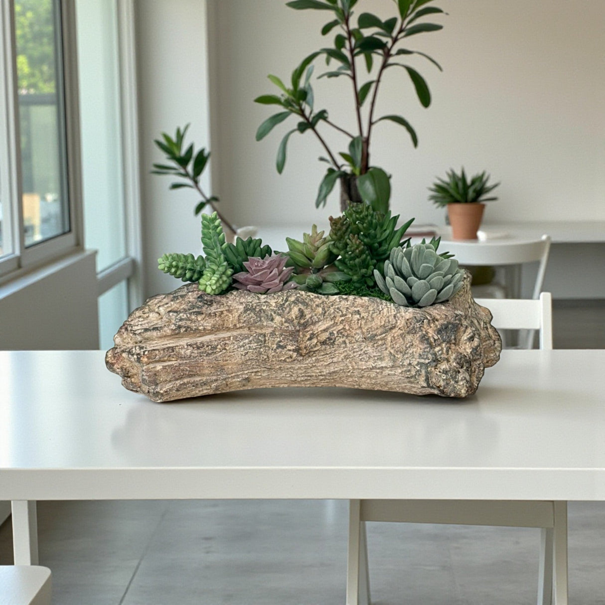 Faux Succulent Driftwood Planter | Rustic Cement Centerpiece Decor TCT Crafts