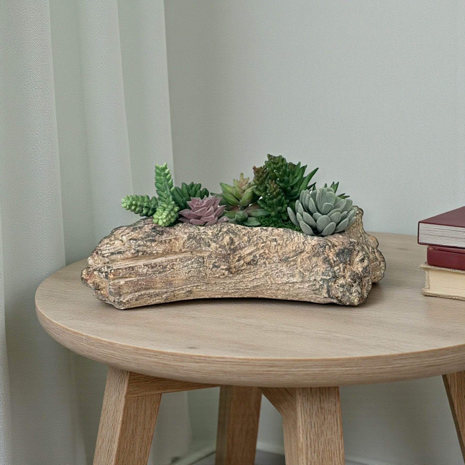 Faux Succulent Driftwood Planter | Rustic Cement Centerpiece Decor TCT Crafts