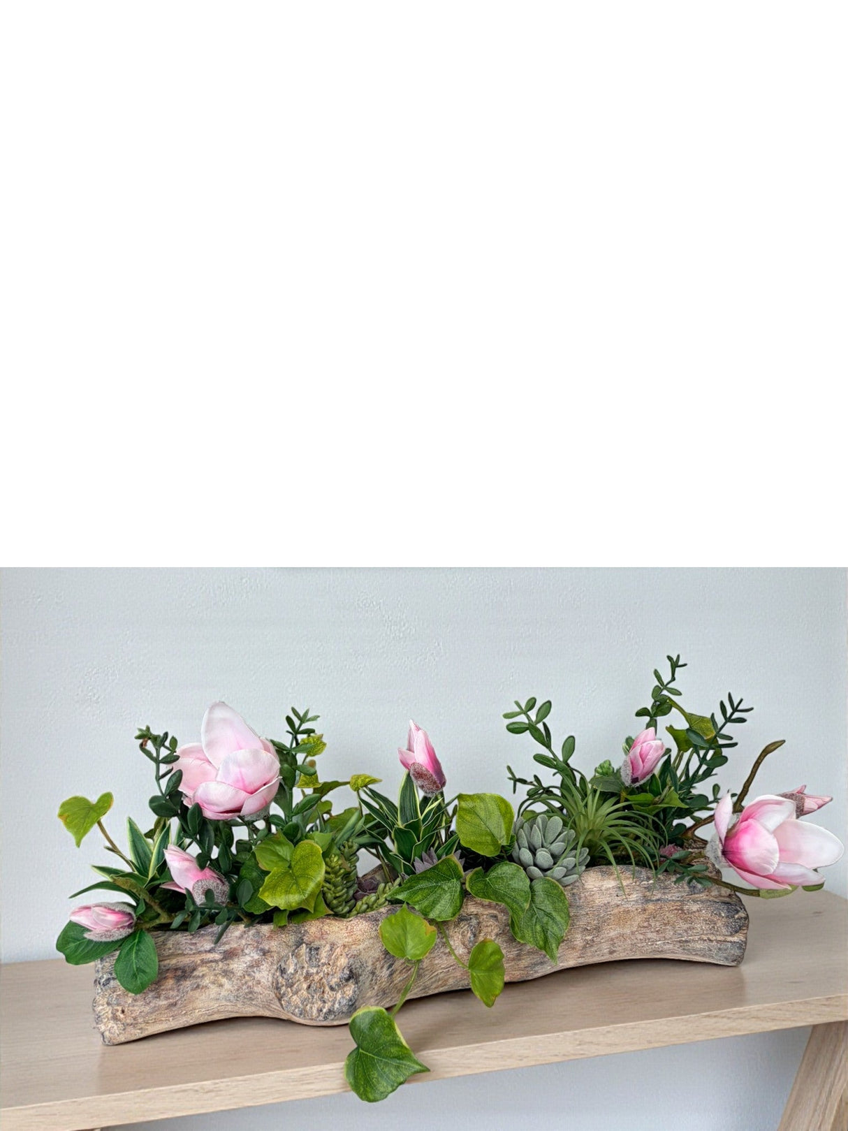 Pink Magnolia Centerpiece Driftwood Planters Spring Table Decor TCT Crafts