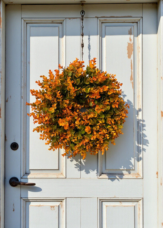 Small Fall Boxwood Wreath | 15" Autumn Front Door & Thanksgiving Decor TCTCrafts