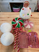 Candy Christmas Destash Box | Peppermint Ornaments & Picks Bundle TCT Crafts