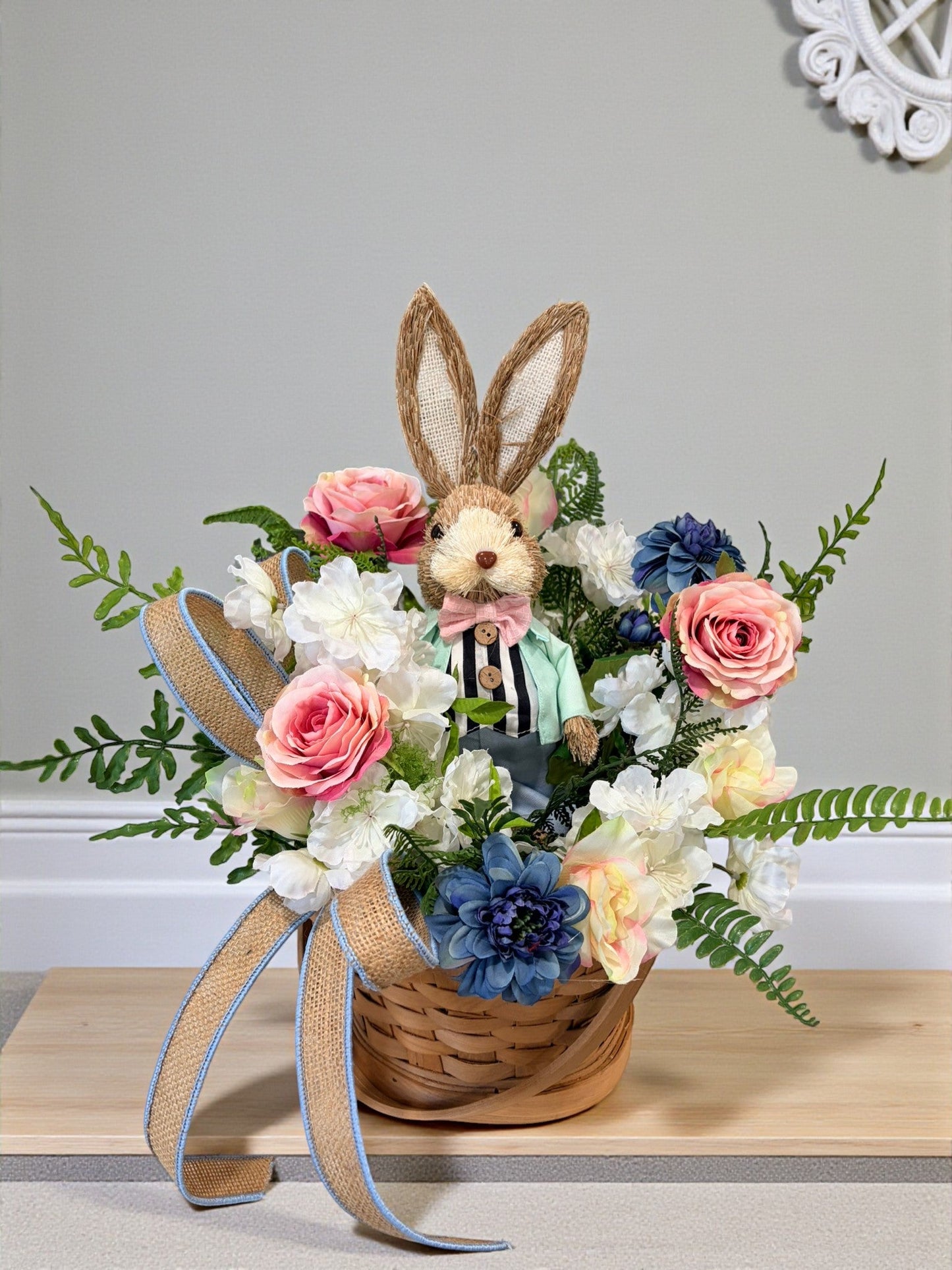 Bunny Easter Basket Arrangement | Spring Floral Centerpiece Decor TCT Crafts