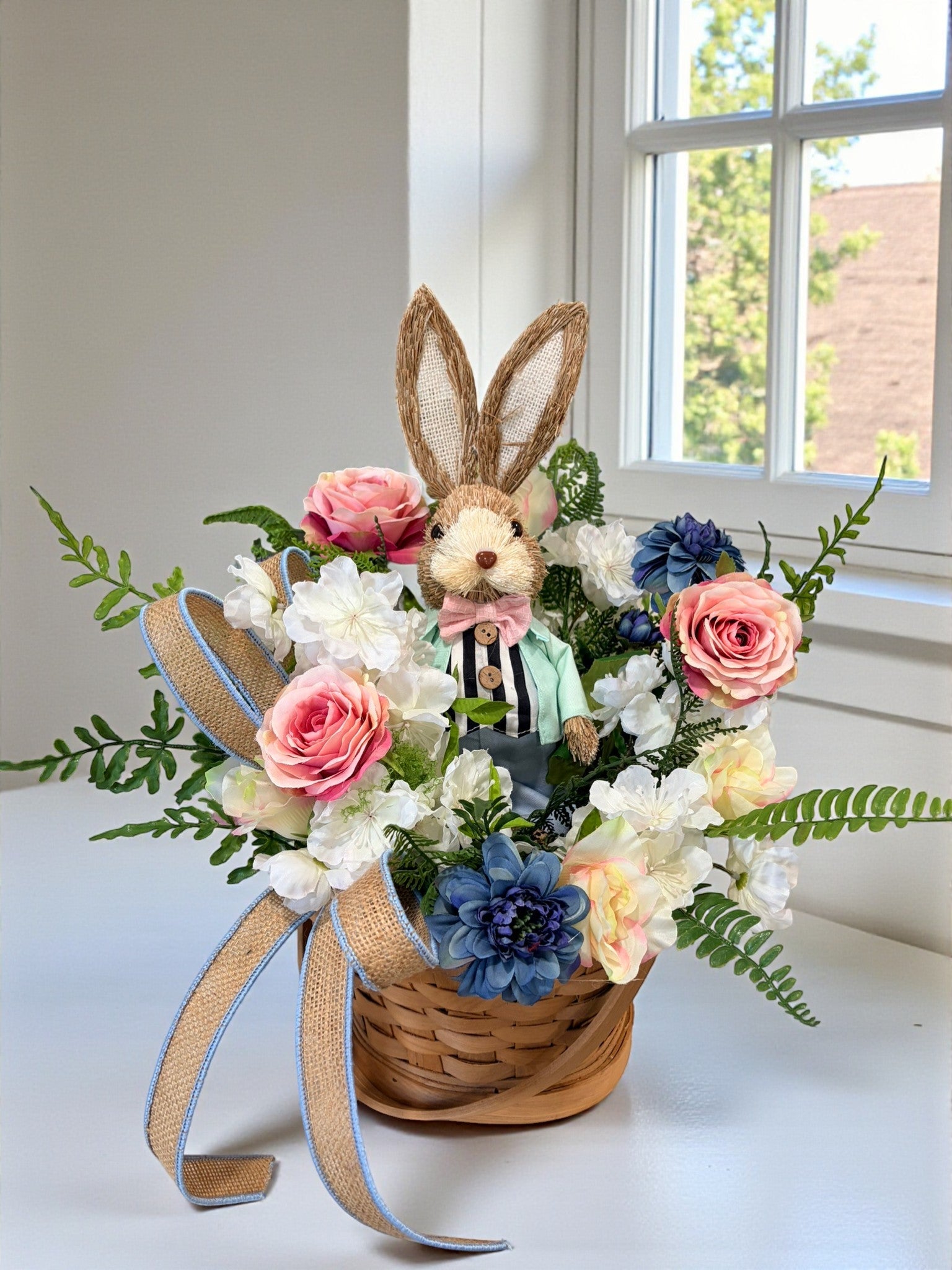 Bunny Easter Basket Arrangement | Spring Floral Centerpiece Decor TCT Crafts