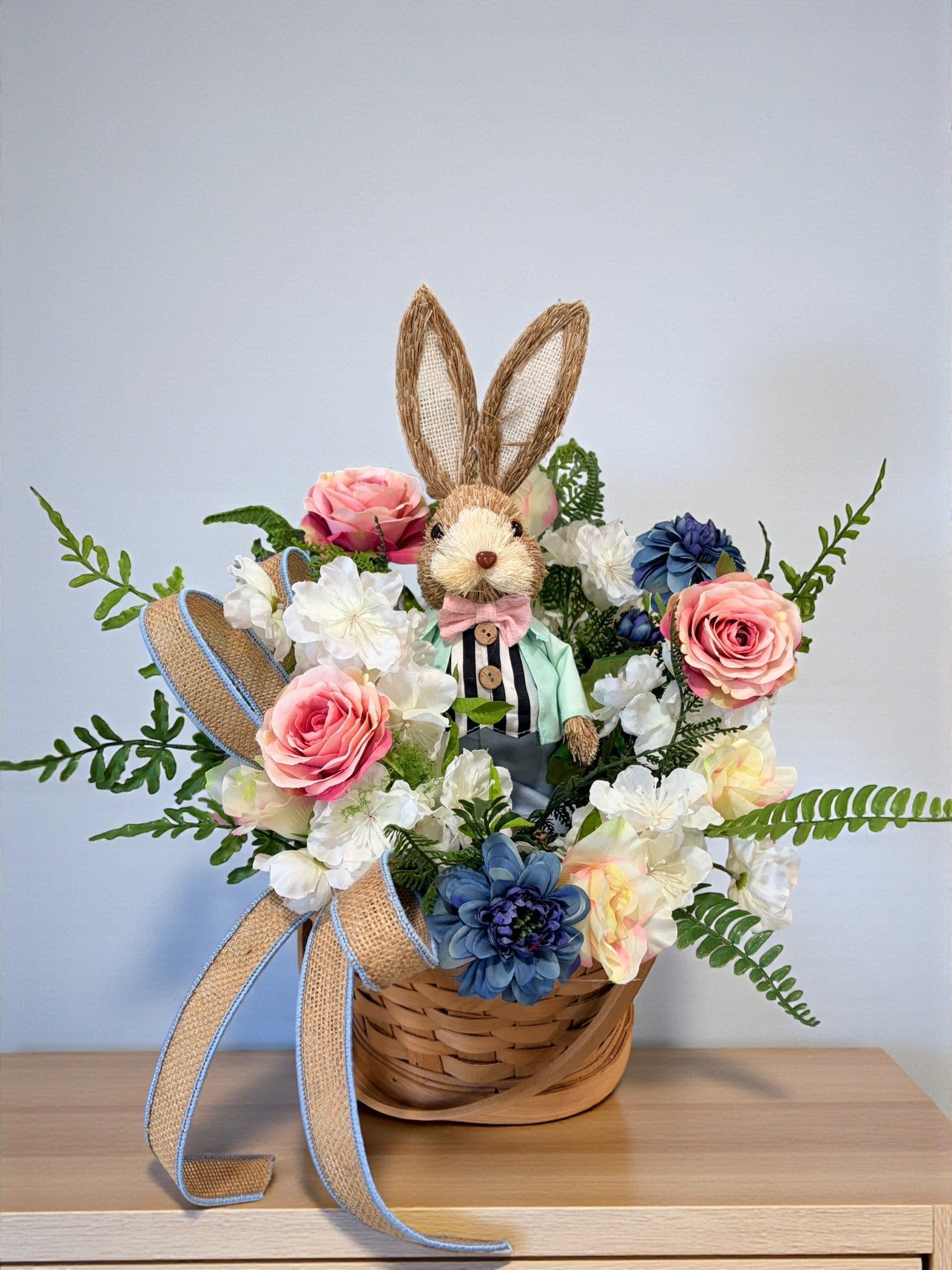 Bunny Easter Basket Arrangement | Spring Floral Centerpiece Decor TCT Crafts