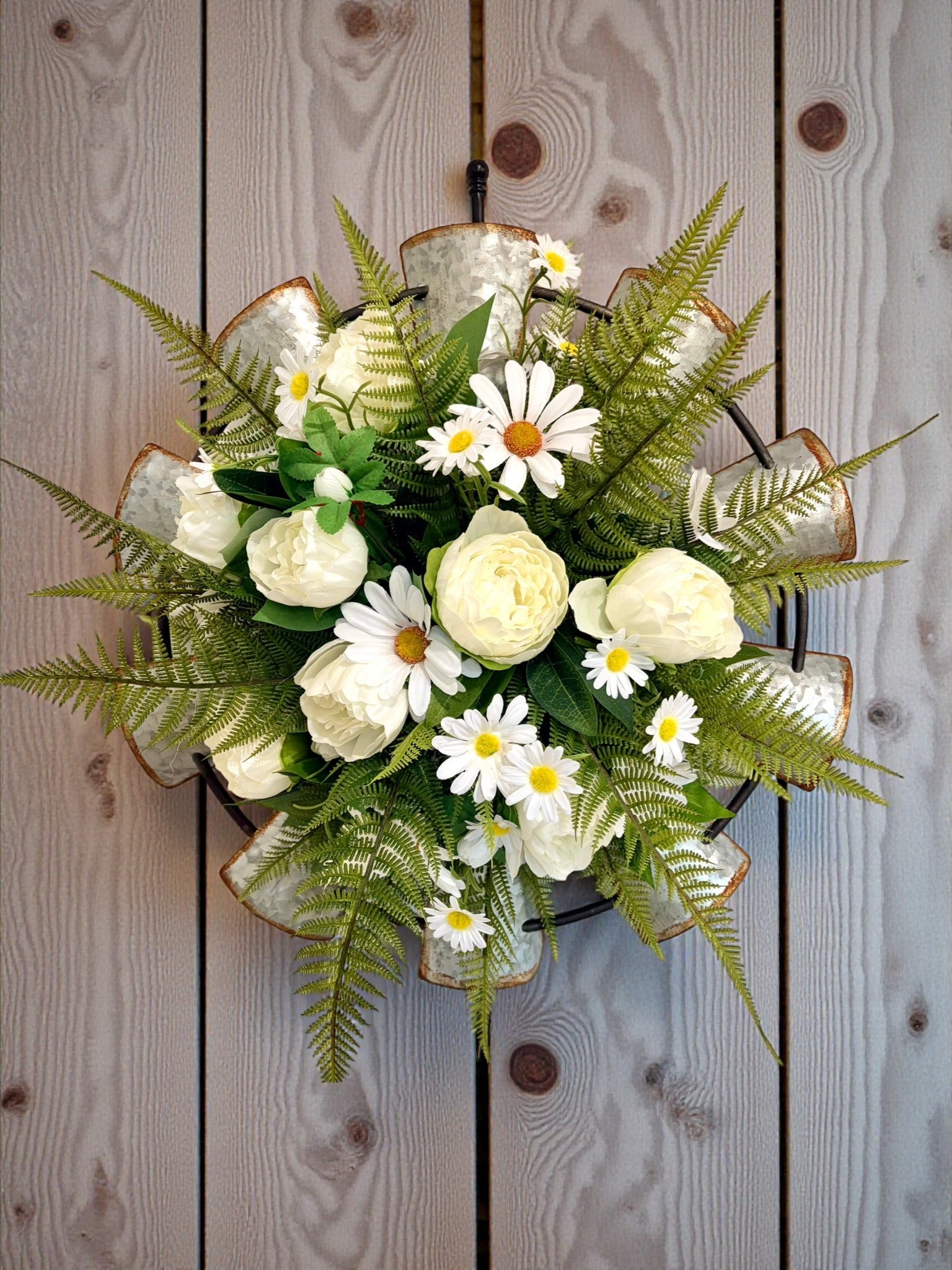 Galvanized Windmill Wall Decor | Farmhouse Floral Door Hanger TCT Crafts