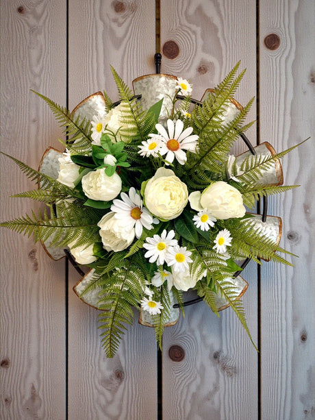 Galvanized Windmill Wall Decor | Farmhouse Floral Door Hanger TCT Crafts