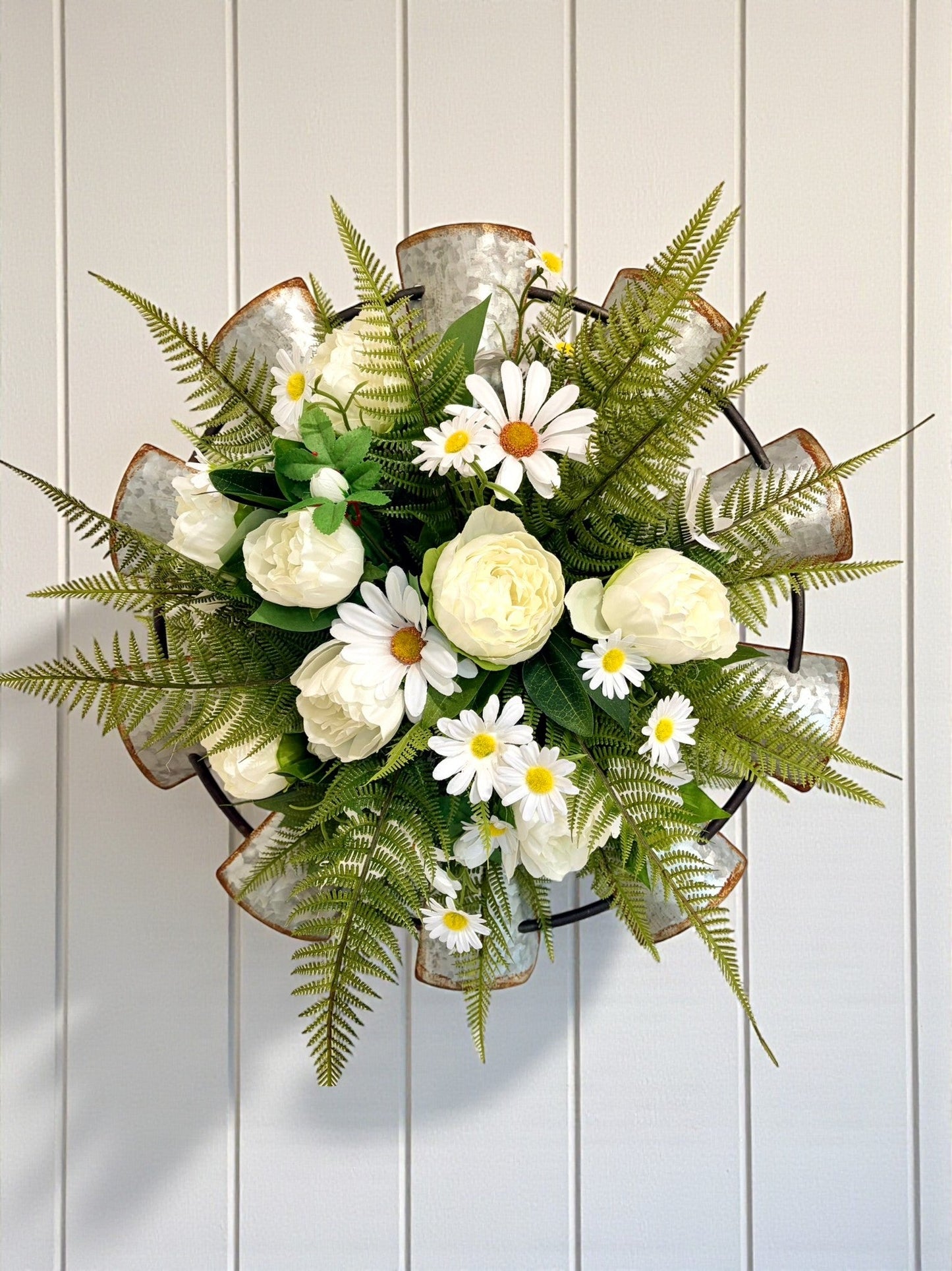 Galvanized Windmill Wall Decor | Farmhouse Floral Door Hanger TCT Crafts