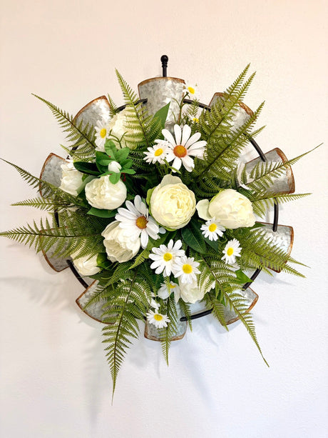 Galvanized Windmill Wall Decor | Farmhouse Floral Door Hanger TCT Crafts