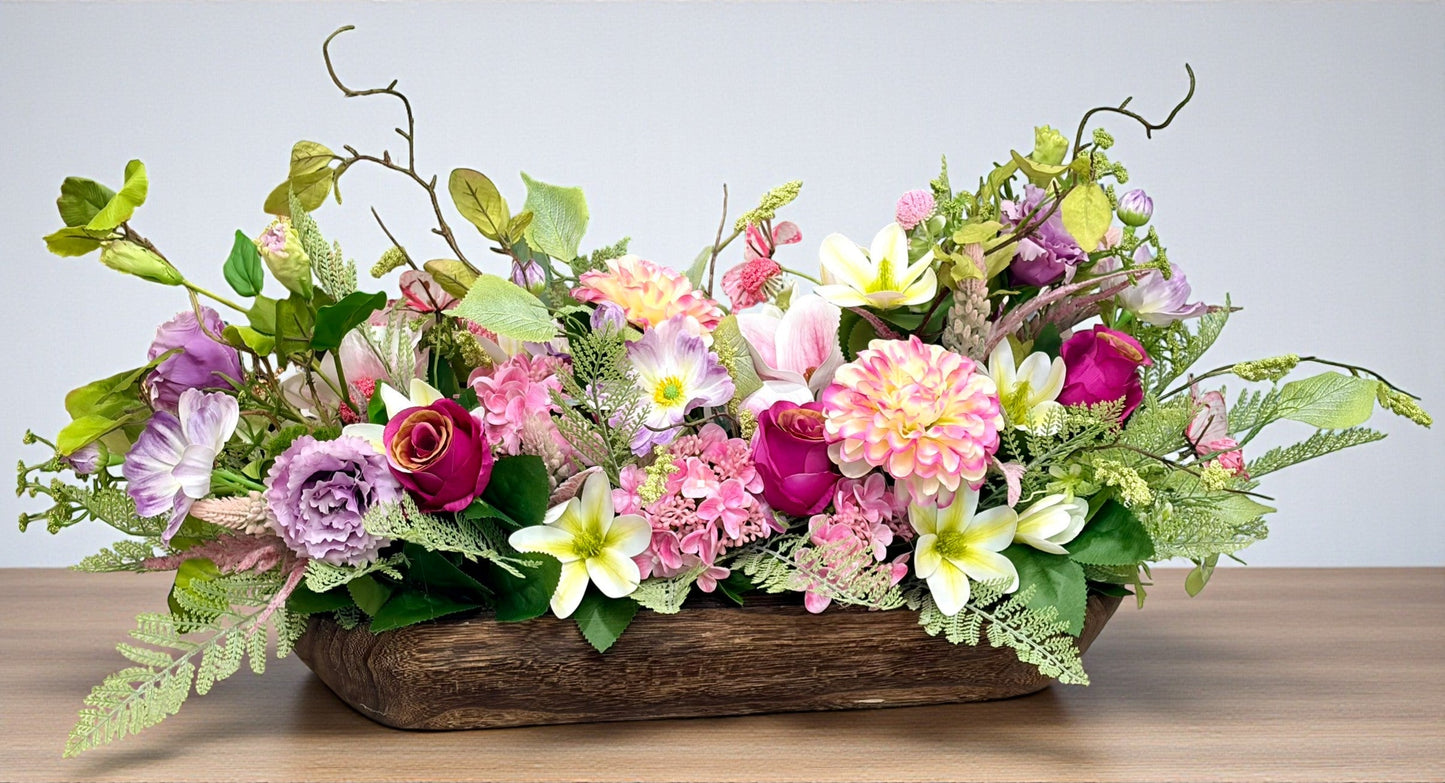 Large Spring Dough Bowl Centerpiece | Farmhouse Floral Arrangement TCT Crafts