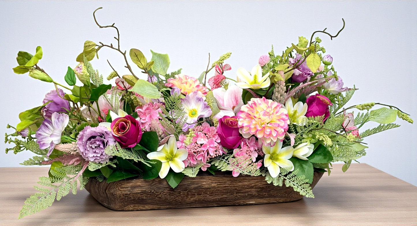 Large Spring Dough Bowl Centerpiece | Farmhouse Floral Arrangement TCT Crafts