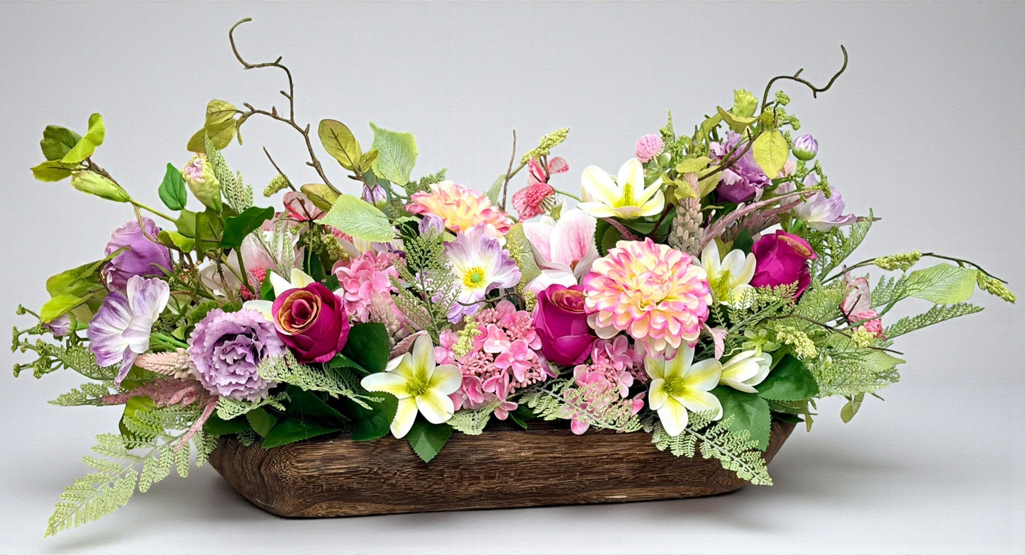 Large Spring Dough Bowl Centerpiece | Farmhouse Floral Arrangement TCT Crafts