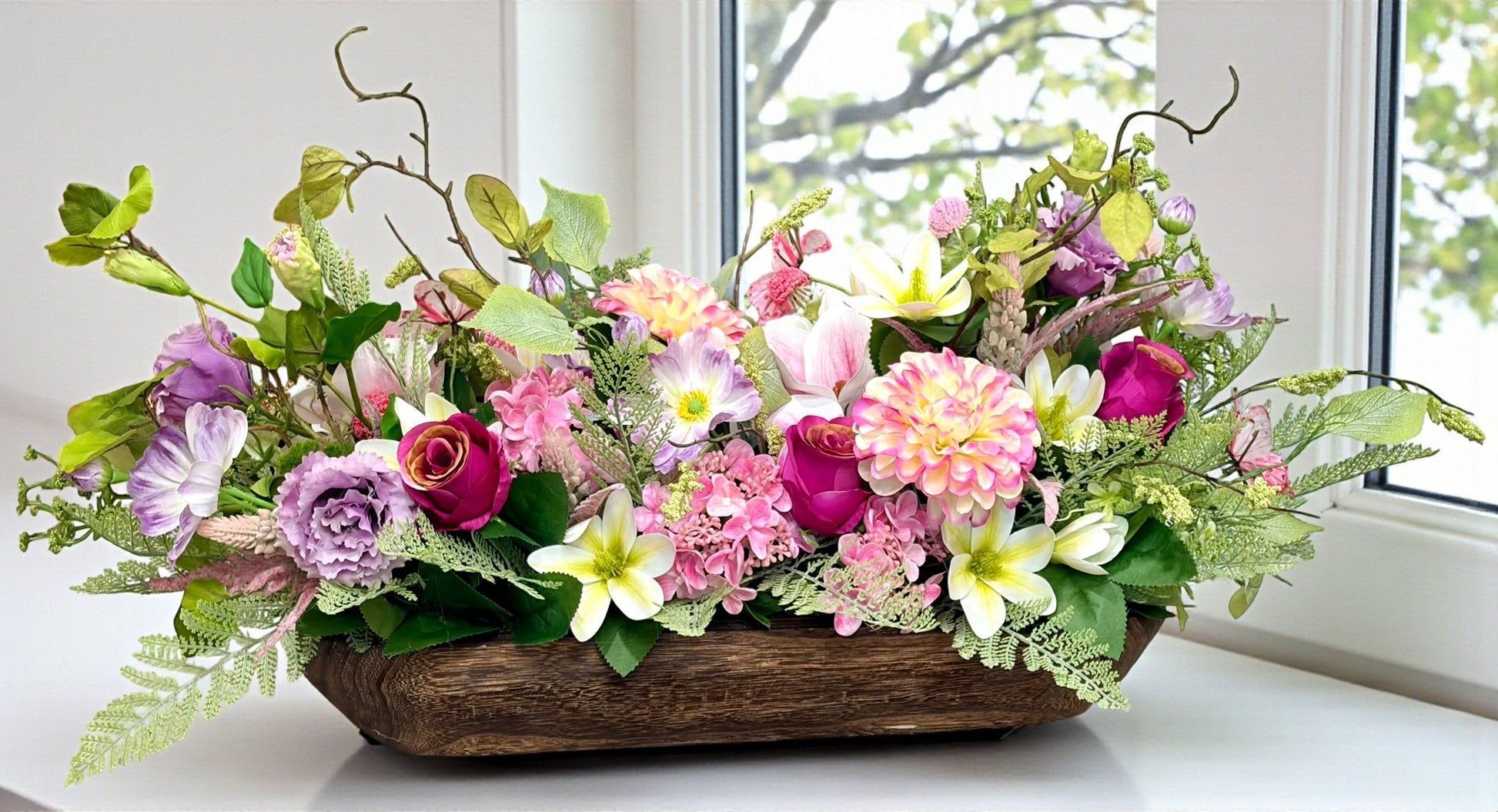 Large Spring Dough Bowl Centerpiece | Farmhouse Floral Arrangement TCT Crafts