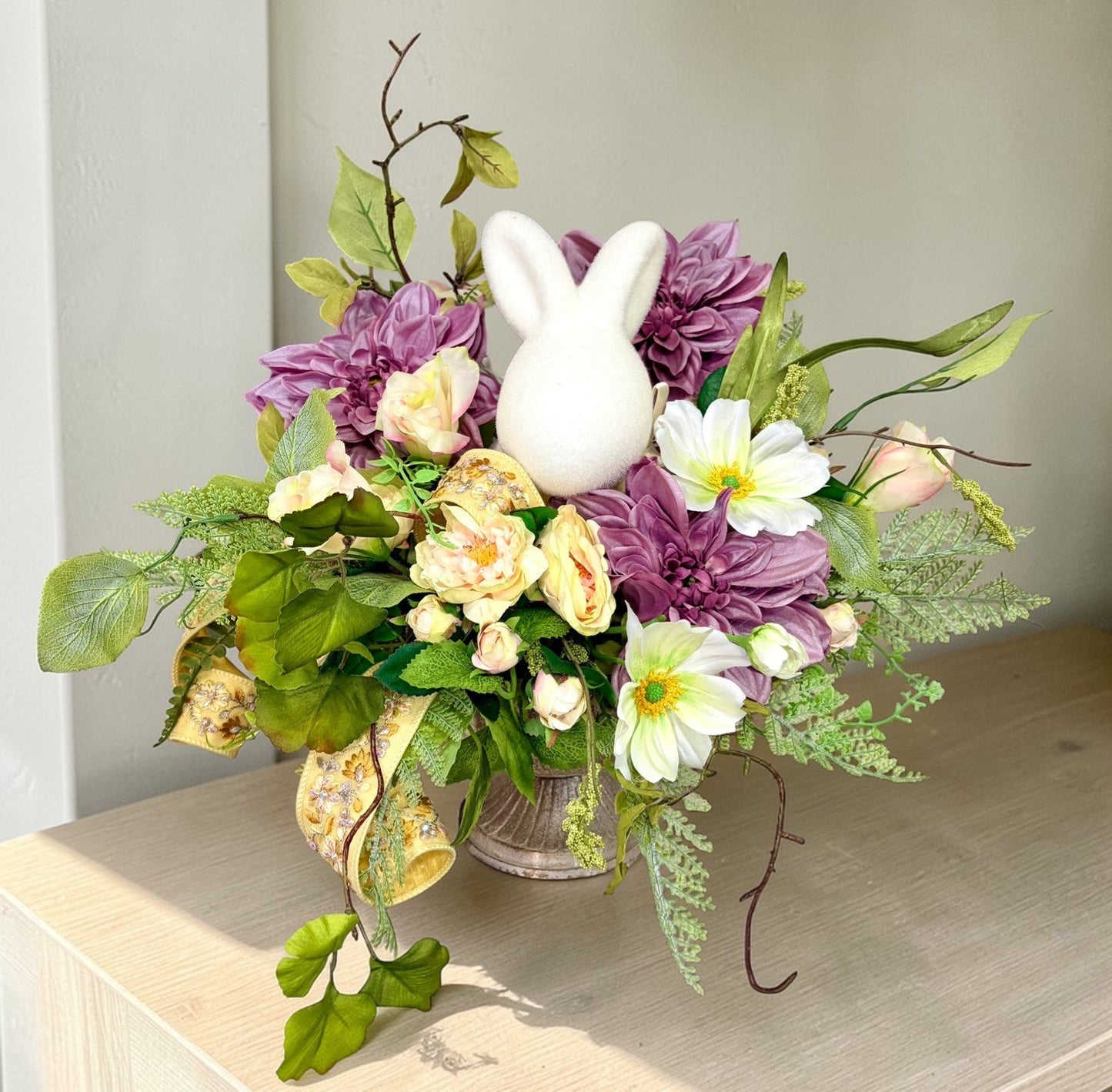 Easter Bunny Floral Arrangement Spring Garden Centerpiece TCT Crafts