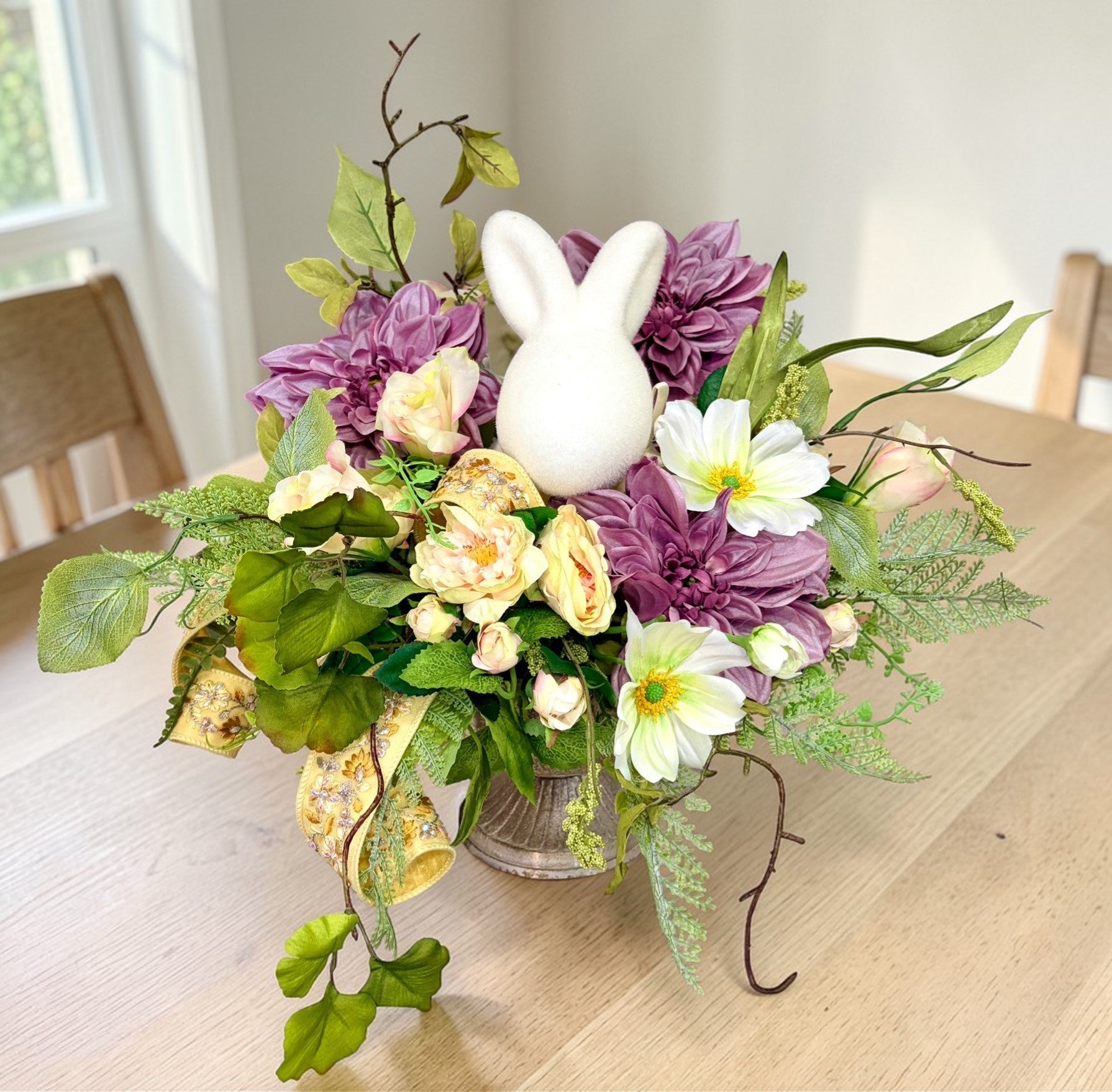 Easter Bunny Floral Arrangement Spring Garden Centerpiece TCT Crafts
