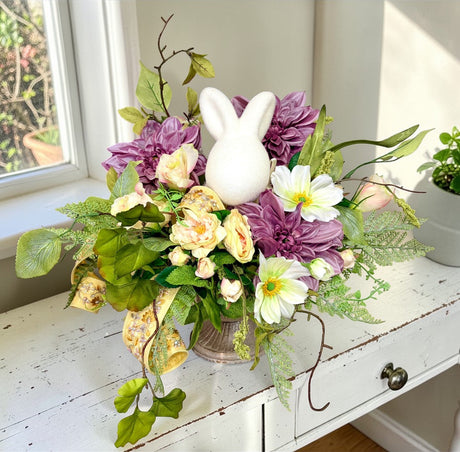 Easter Bunny Floral Arrangement Spring Garden Centerpiece TCT Crafts