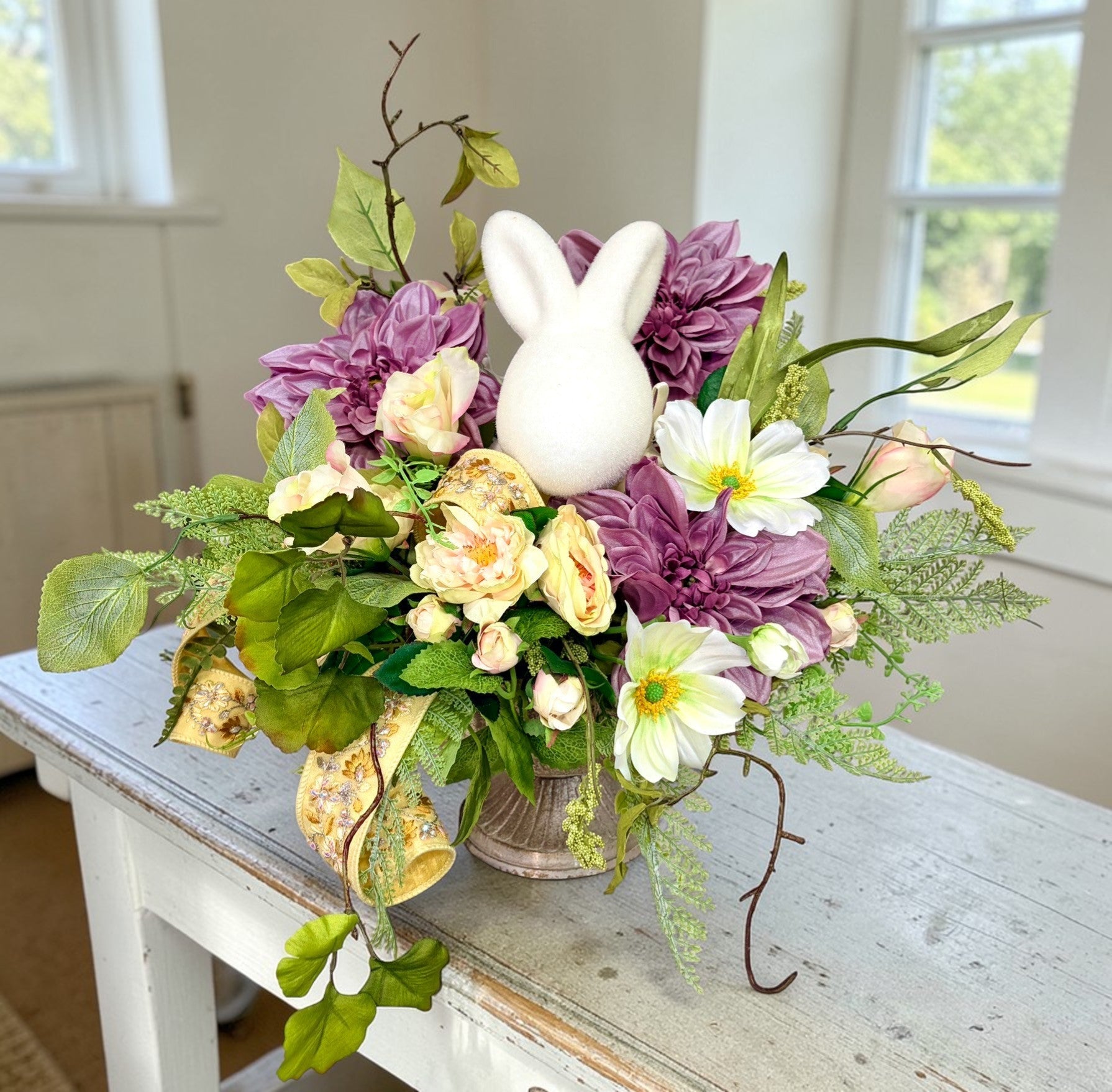 Easter Bunny Floral Arrangement Spring Garden Centerpiece TCT Crafts