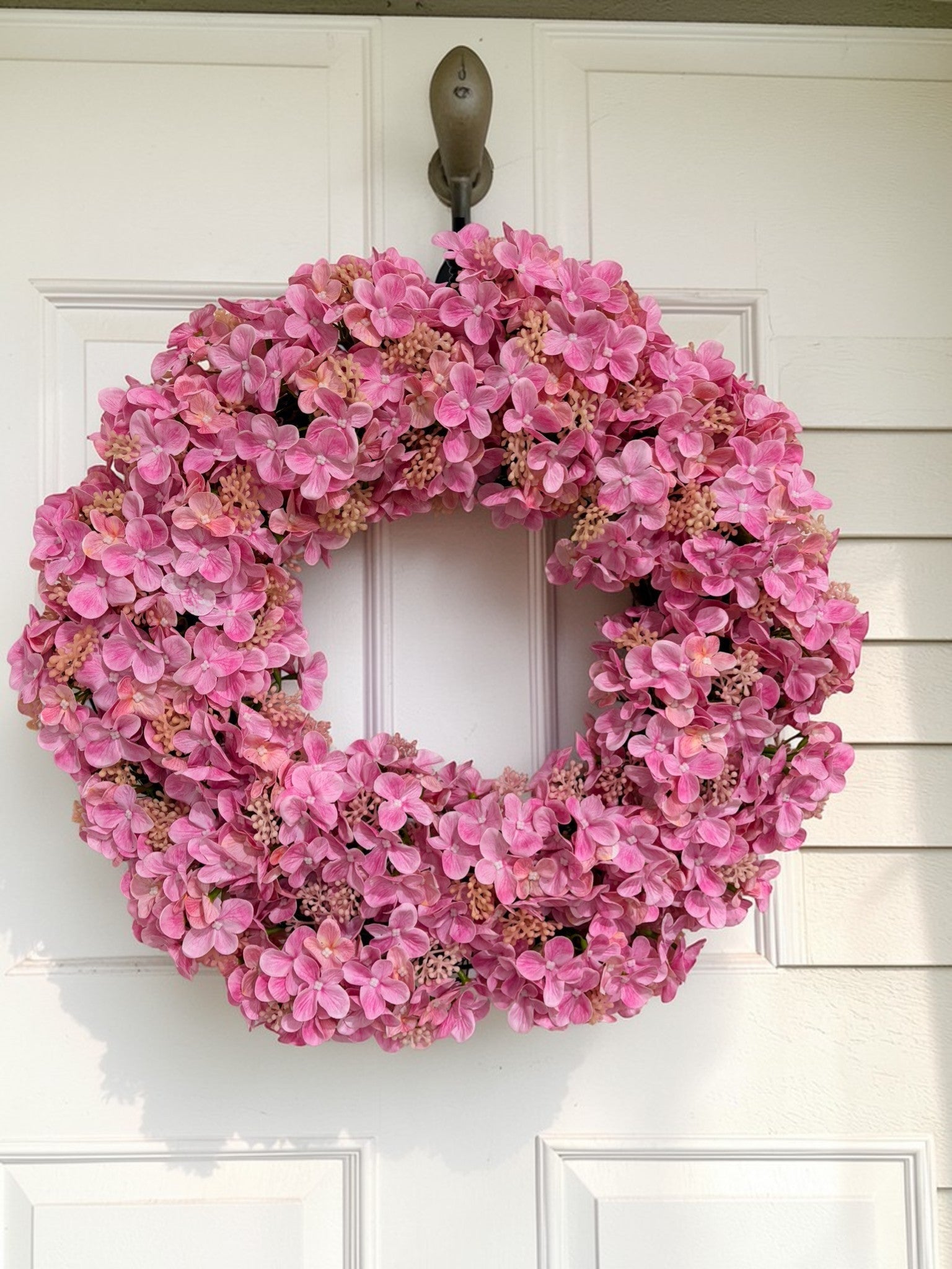 Real Touch Hydrangea Wreath Pink Spring Front Door Wreath TCT Crafts