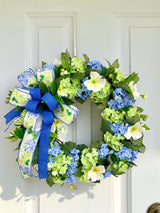 Blue Hydrangea Wreath Spring Front Door Floral Wreath TCT Crafts